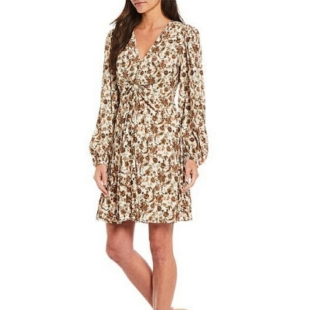 𝅺GIBSON Latimer Twist Front Long Sleeve Crepe Floral Dress
